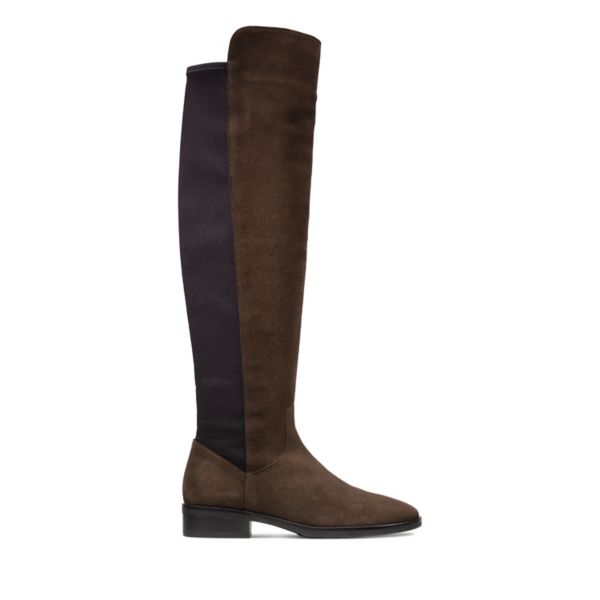 Clarks Womens Pure Caddy Knee High Boots Dark Brown | UK-8239517